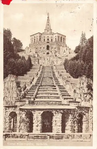 L014 Deutschland 1930 Kassel Wilhelmshöhe Schloss Herkules Vintage Postkarte