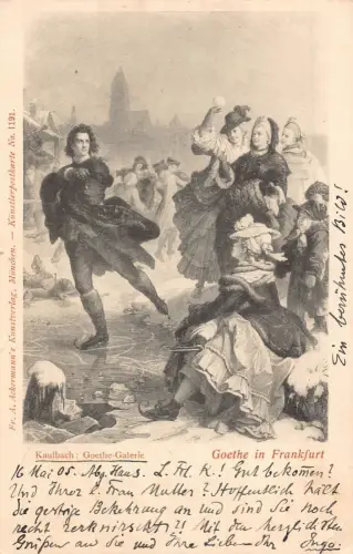 L351 Deutschland 1905 Kaulbach Goethe Galerie Goethe in Frankfurt Gemälde Postkarte