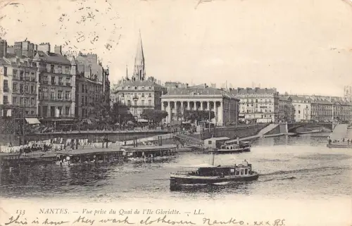 C018 Frankreich, Nentes vue prise du Quai de l'Ile Gloriette 1905 alte Postkarte