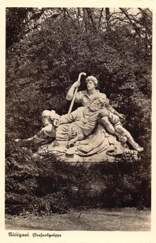 L350 Germany Eberhardsgruppe Stuttgart Statue RPPC Vintage Postkarte