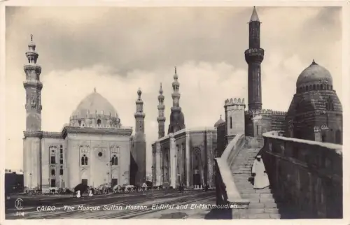 B661 Ägypten Kairo Moschee Sultan Hassan El Rifain und El Mahmoudieh RPPC Postkarte