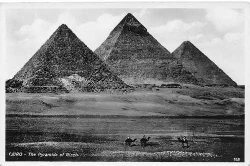 B662 Ägypten Kairo Pyramiden von Gizeh Gesamtansicht RPPC Vintage Postkarte