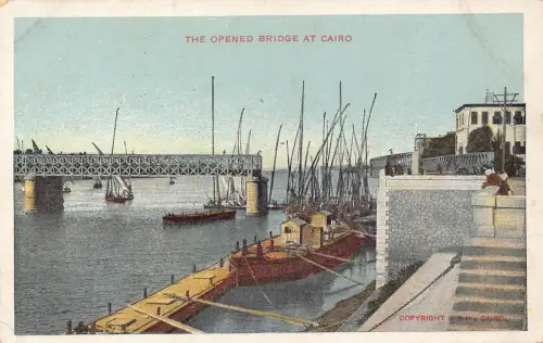 B661 Ägypten geöffnete Brücke bei Kairo Saiing Boats Vintage Postkarte