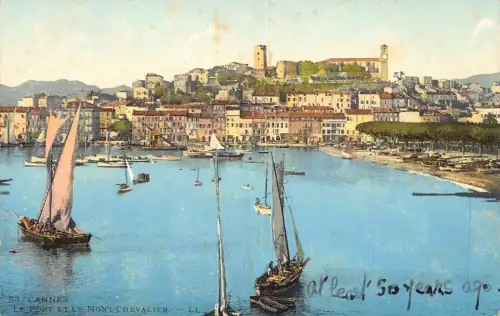 C020 Frankreich, Cannes Le Port et le Mont Chevalier Vintage Postkarte