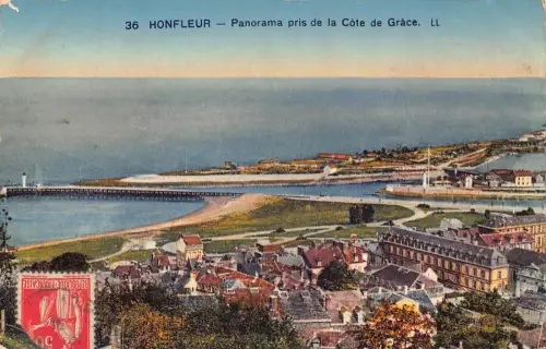 C019 Frankreich, Honfleur Panorama pris de la Cote de Grace Vintage Postkarte