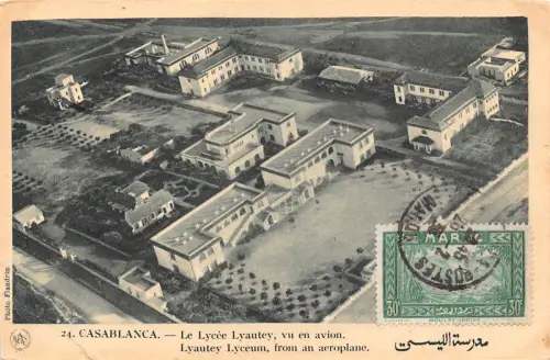 B662 Marokko 1935 Casablanca Lyautey Lyzeum aus einer Flugzeug Postkarte