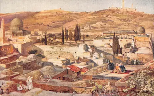 B664 Israel Jerusalem Tempelgebiet und Ölberg fr Berg Zion Postkarte