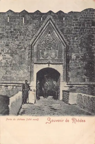 B665 Griechenland Souvenir de Rhodes Porte du Chateau Cote Nord Postkarte