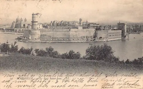 C020 Frankreich, Marseille Le Fort Saint-Jean 1903 alte Postkarte