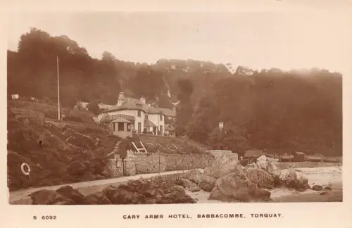 B178 England Cary Arms Hotel Babbacombe Torquay RPPC Vintage Postkarte