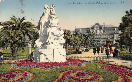 C020 Frankreich, Nice Le Jardin Public et le Casino 1924 Vintage Postkarte