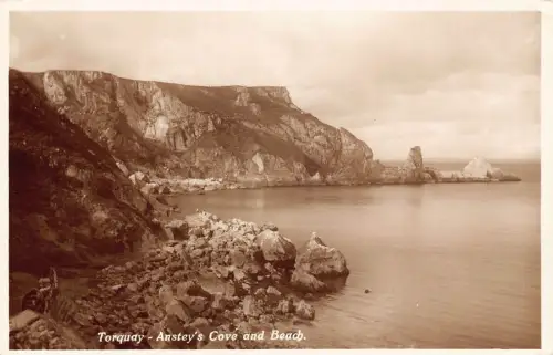 B178 England Torquay Anstey's Cove and Beach RPPC Vintage Postkarte