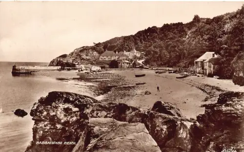 B178 England Babbacombe Beach Torquay 1926 Vintage Postkarte