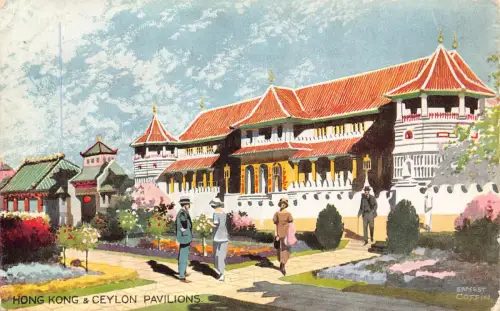 B177 England British Empire Ausstellung 1924 Hongkong Ceylon Pavillons Postkarte
