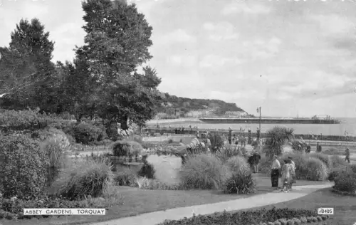 B180 England Torquay Abbey Gardens Vintage Postkarte