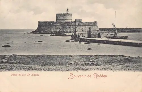 B667 Griechenland Souvenir de Rhodes Phare du Fort St Nicolas Leuchtturm Postkarte
