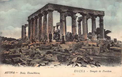 B668 Griechenland Egina Ägina Tempel des Poseidon Vintage Postkarte