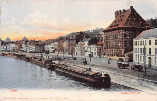 A916 Belgien Lüttich Maison Curtins Boote Vintage Postkarte