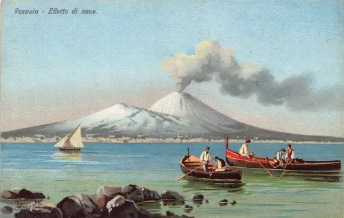 L278 Italien Neapel Gemälde signiert Floppola Effetto Neve Vesuv Postkarte