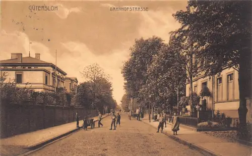 L408 Deutschland 1912 Gütersloh Bahnhofstraße Vintage Postkarte