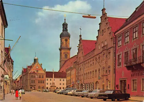 Deutschland 1962 Freising Obb Hauptstraße mit Marienplatz Autos Postkarte C444
