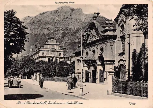 Deutschland 1959 Bad Reichenhall Kurhaus u Cafe Flora Vintage Postkarte C444