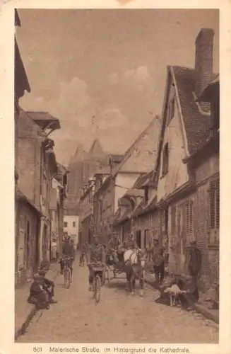 Frankreich 1916 Noyon Malerische Straße Fahrrad Soldaten 1. Weltkrieg Feldpostkarte C445