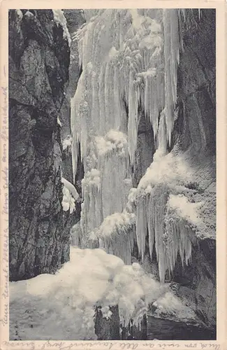 Deutschland Eisgebilde in Partnachklamm bei Partenkirchen Höhle 1912 AK C446