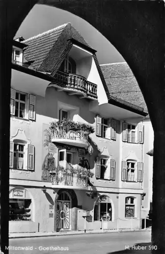 Deutschland Mittenwald Goethehaus Haus RPPC Vintage Postkarte C445