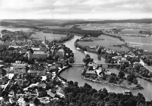 Deutschland 1961 Neuburg Donau Luftbild RPPC Vintage Postkarte C444