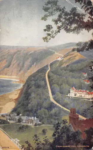 A917 England Countesbury Hill Lynmouth Vintage Postkarte