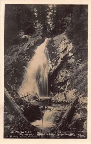Tschechien Bila strz Wasserfall Sumava Gebirge RPPC Vintage Postkarte C445
