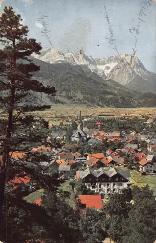 Deutschland Partenkirchen geg Alp u Zugspitze Vintage Postkarte C446