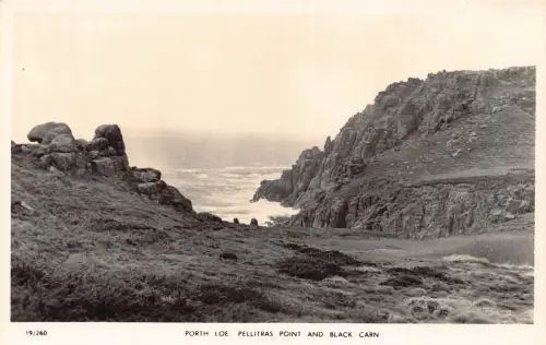 A918 England Porth Loe Pellitras Point und Black Carn RPPC Vintage Postkarte