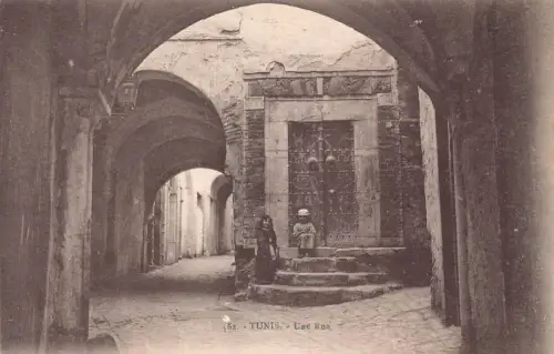 B205 Tunesien Tunis Une Rue Straße Vintage Postkarte