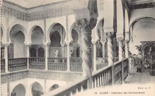 B205 Algerien Algier Interieur de l'Archeveche Vintage Postkarte
