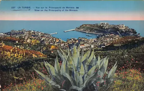 B205 Frankreich La Turbie Gesamtansicht von Monaco Vintage Postkarte