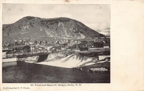 B187 USA Berlin New Hampshire Mt Forest and Mason St Bridges 1907 Postkarte