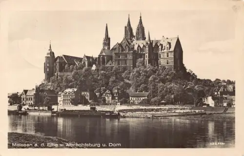 B197 Deutschland Meißen und Elbe Albrechtsburg u Dom Dom RPPC Vintage Postkarte