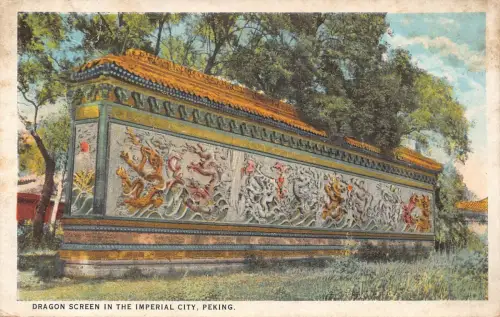 B200 China Peking Peking Drachenschirm in der Kaiserstadt Vintage Postkarte