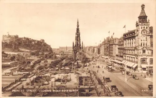 A920 Schottland Princess Street Blick nach Westen Edinburgh Vintage Postkarte
