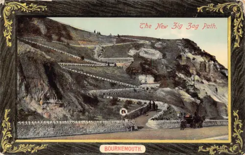 A921 England 1912 New Zick Zag Path Bournemouth Passepartout Vintage Postkarte