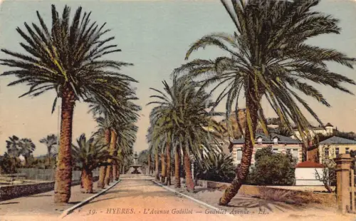 C022 Frankreich, Hyères L'Avenue Godillot 1927 alte Postkarte
