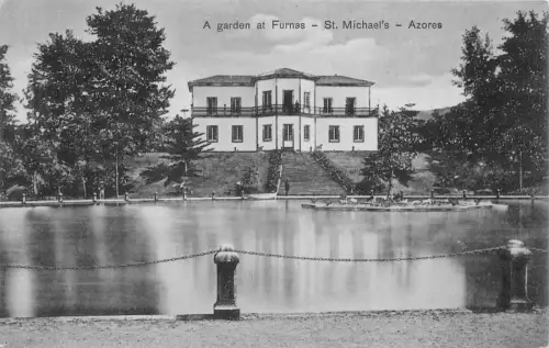 A927 Portugal Azoren Garten bei Furnat St Michael Vintage Postkarte