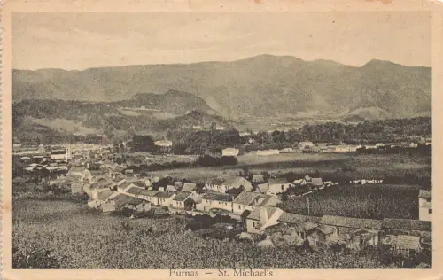 A927 Portugal St Michael Azoren Furnas Gesamtansicht Vintage Postkarte