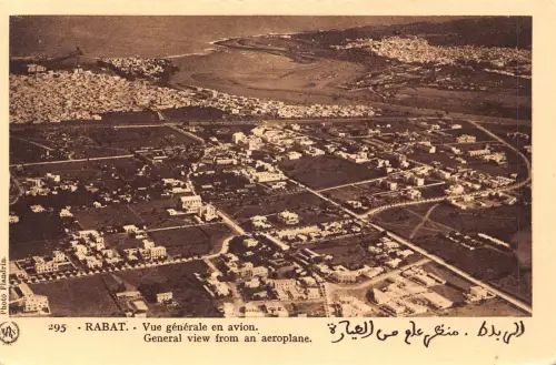 A929 Marokko Rabat Gesamtansicht aus einem Flugzeug Vintage Postkarte