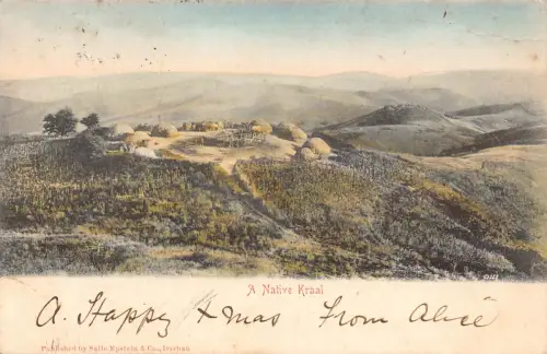 A930 Südafrika 1904 Ureinwohner Kraal Dorf Vintage Postkarte