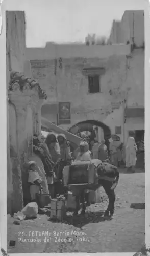 A934 Marokko Tetuan Maurisches Viertel El-Fokis Marktplatz Eingeborene RPPC Postkarte