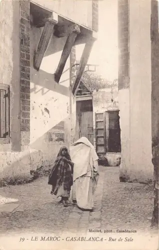 A934 Marokko Casablanca Rue de Sale Straße ethnisches Mädchen Postkarte