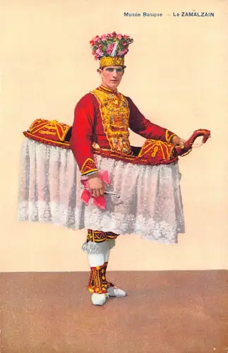 A934 Spanien Musee Baske Zamalzain Mann interessante Tracht Postkarte
